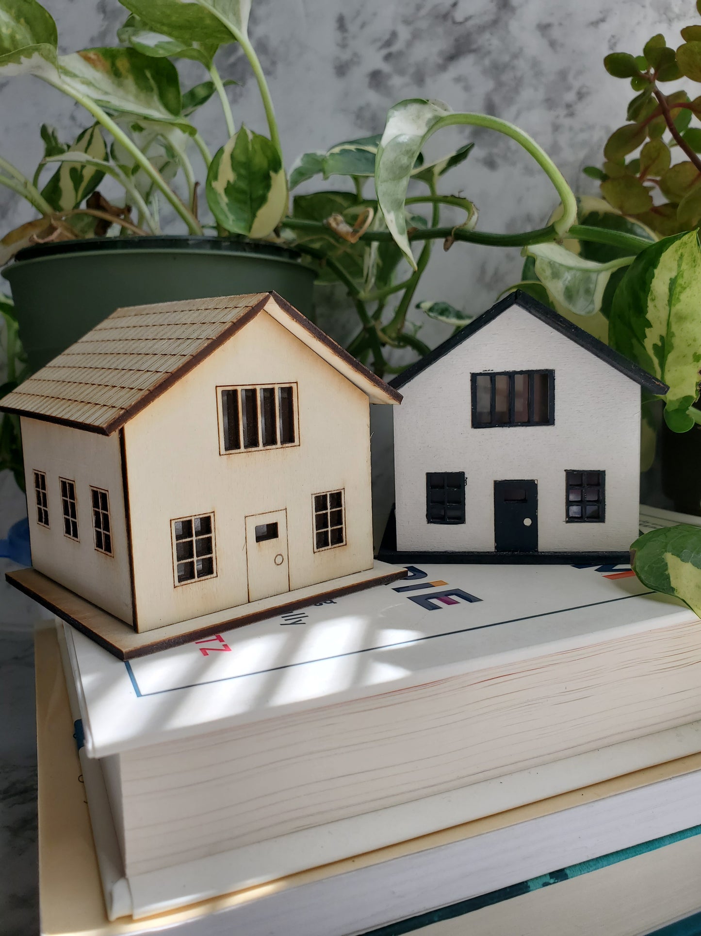 Modern Miniature House – The Spruce Street Home | Tiny Laser-Cut Decor | Minimalist Desk or Plant Shelf Accent