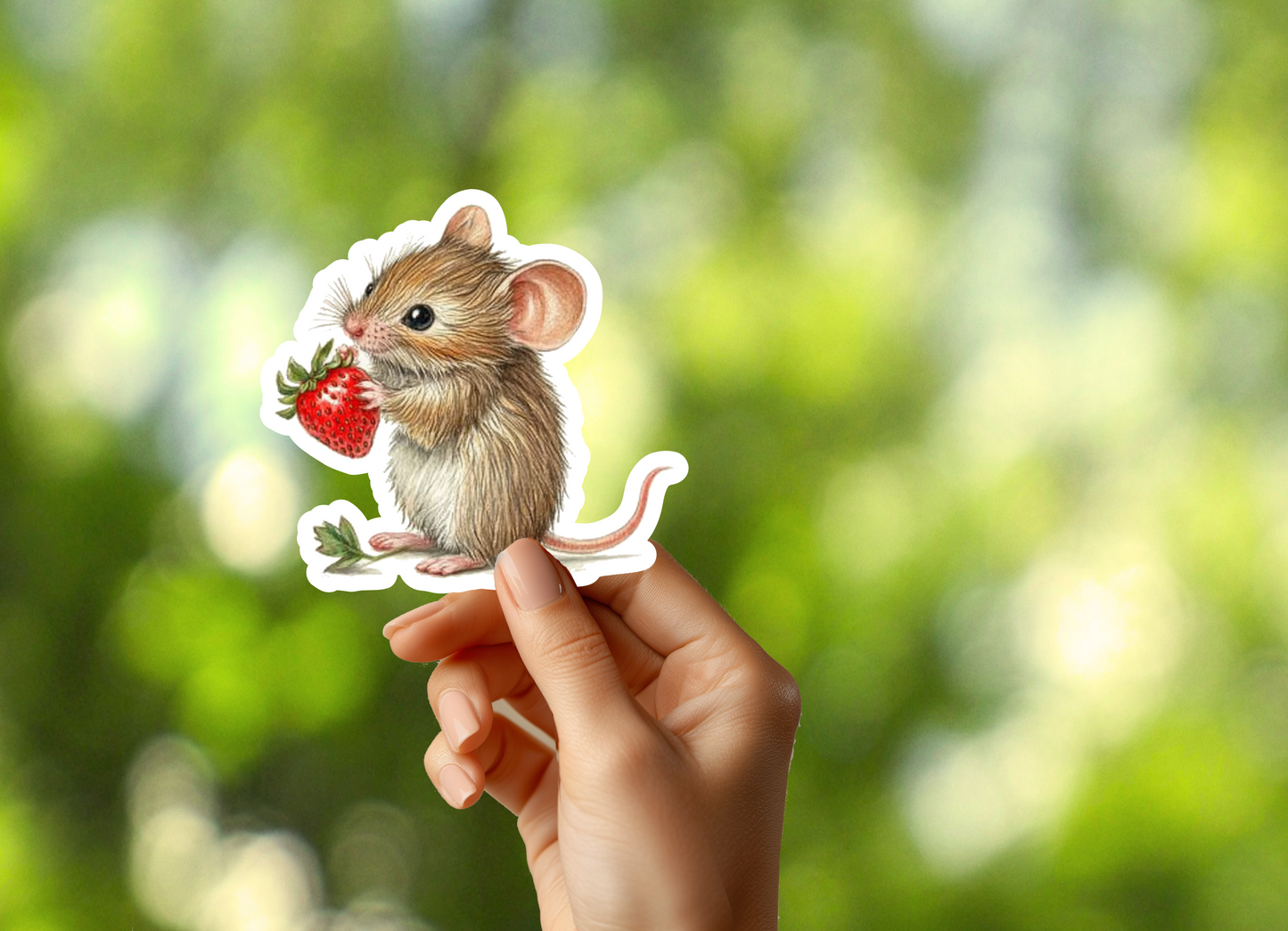 Mouse with Strawberry Sticker