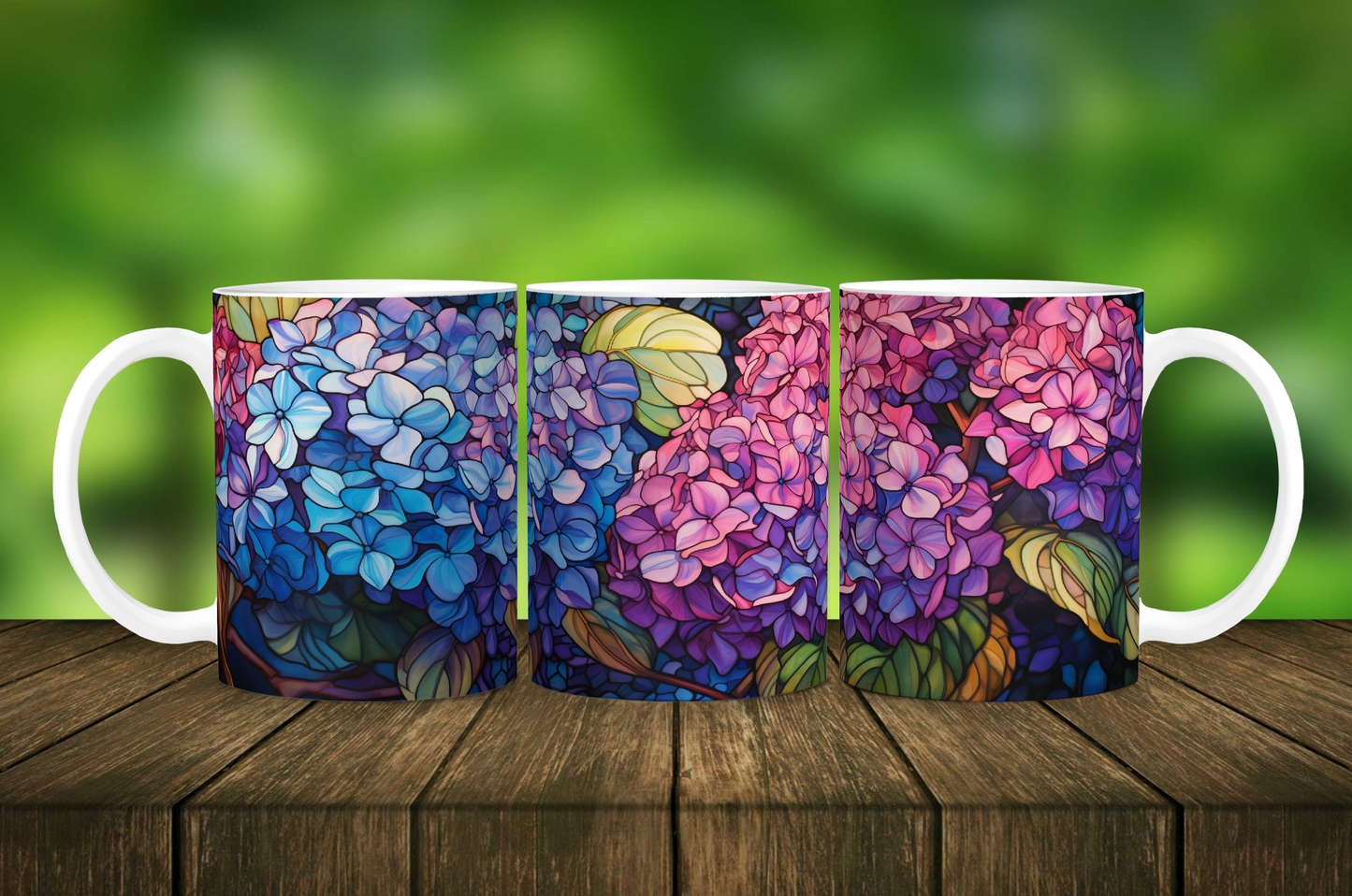 Stained Glass Hydrangea Mug