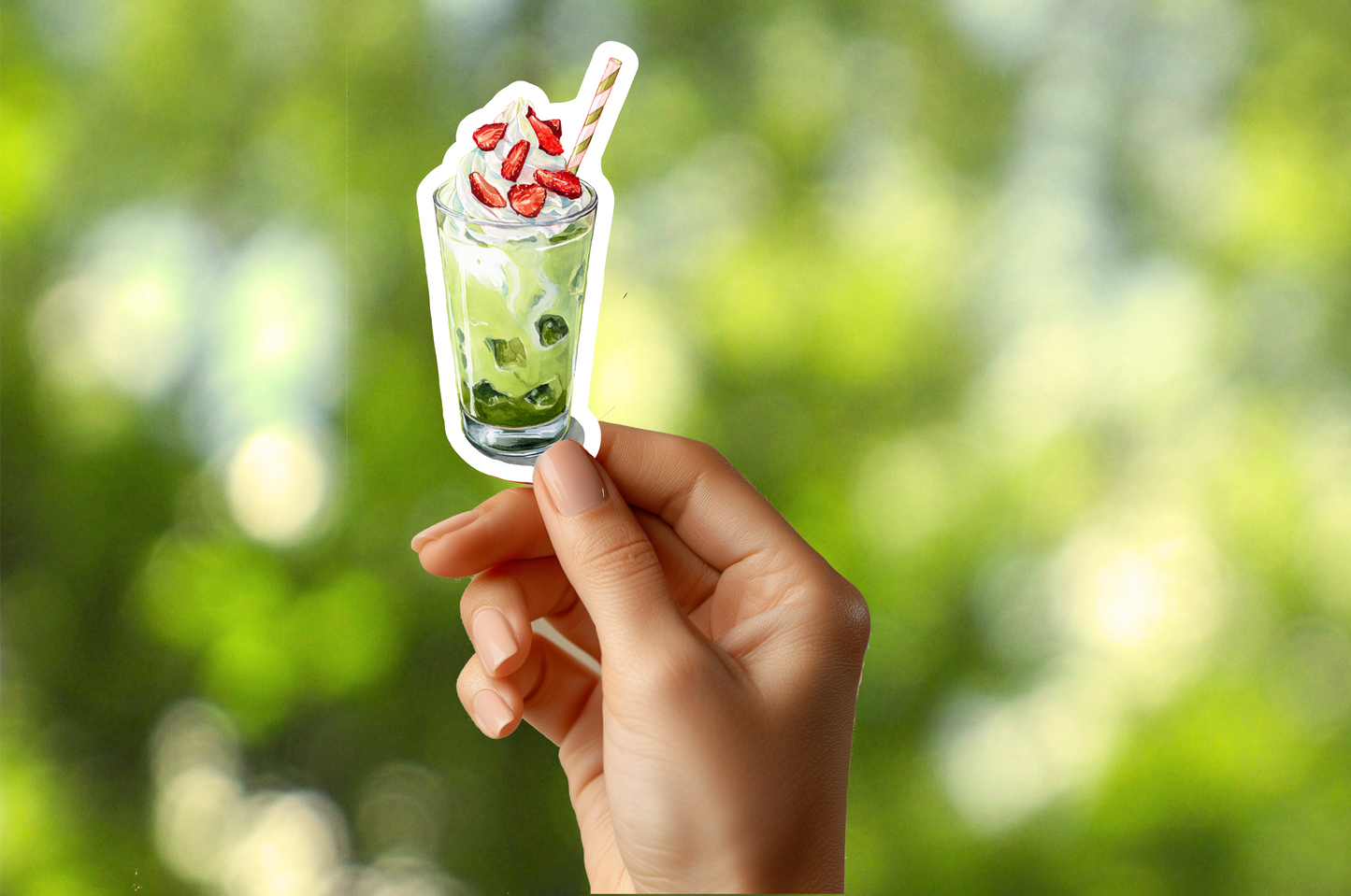 Strawberry Matcha Drink Sticker