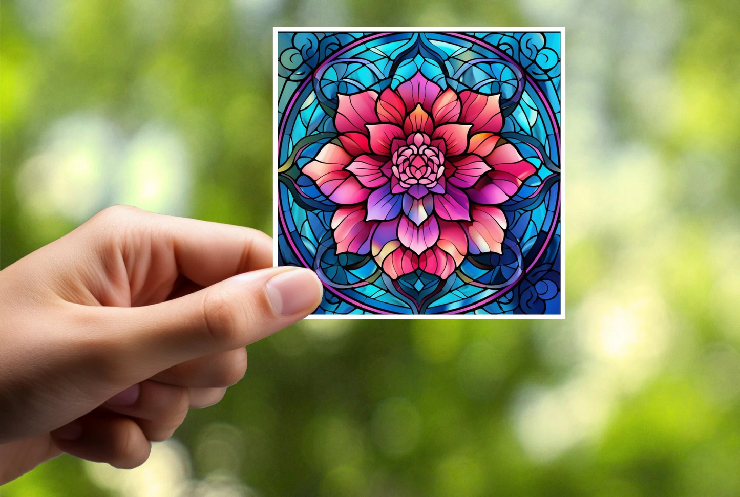 Stained Glass Flower Sticker