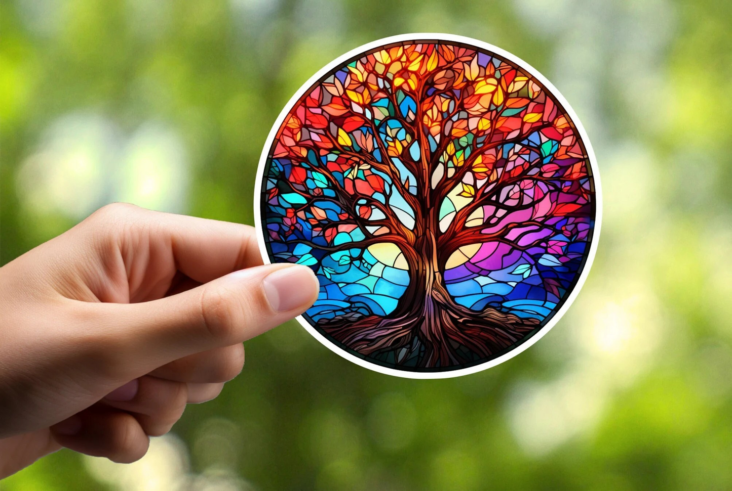 Stained Glass Tree Sticker