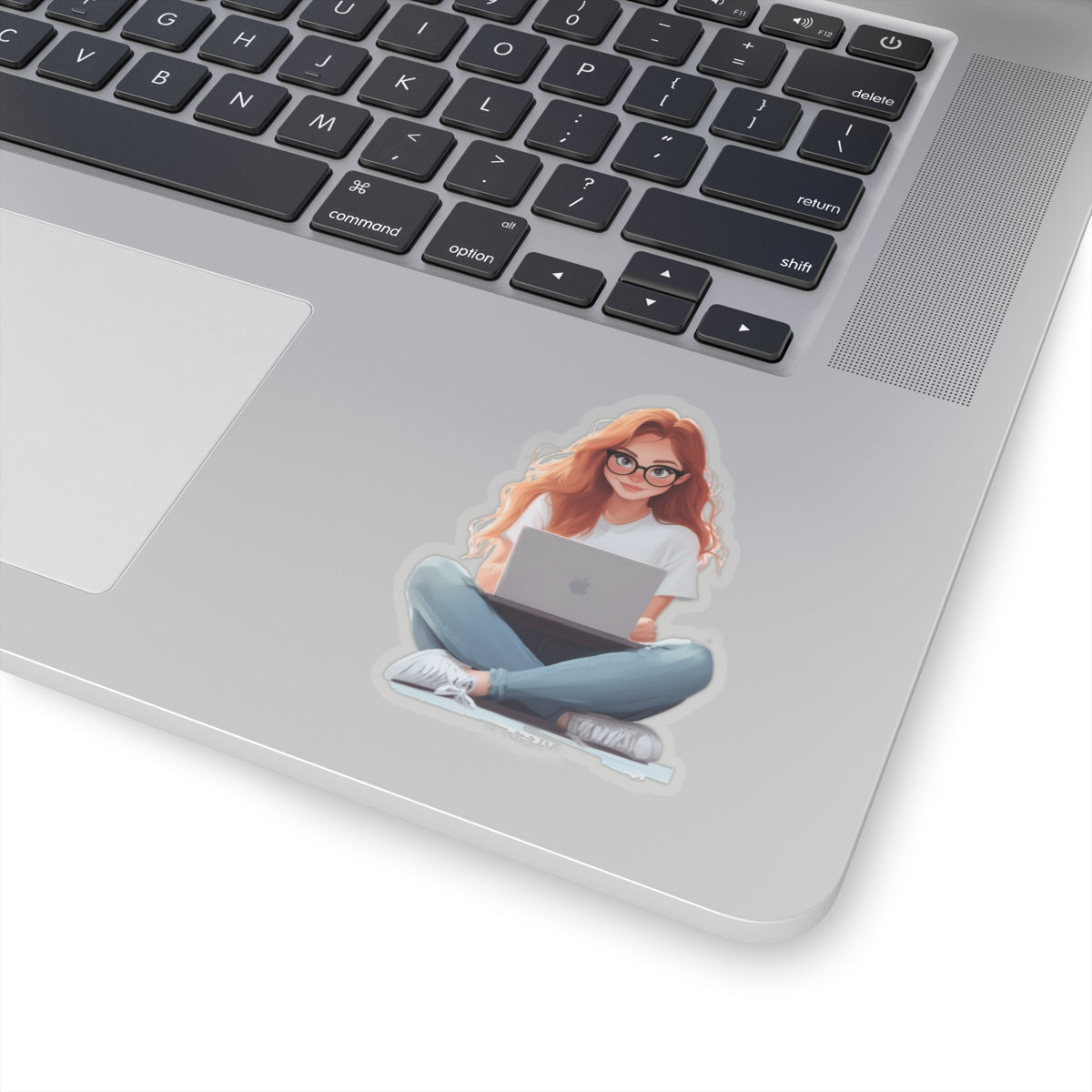 Red Haired Woman with Glasses Sticker