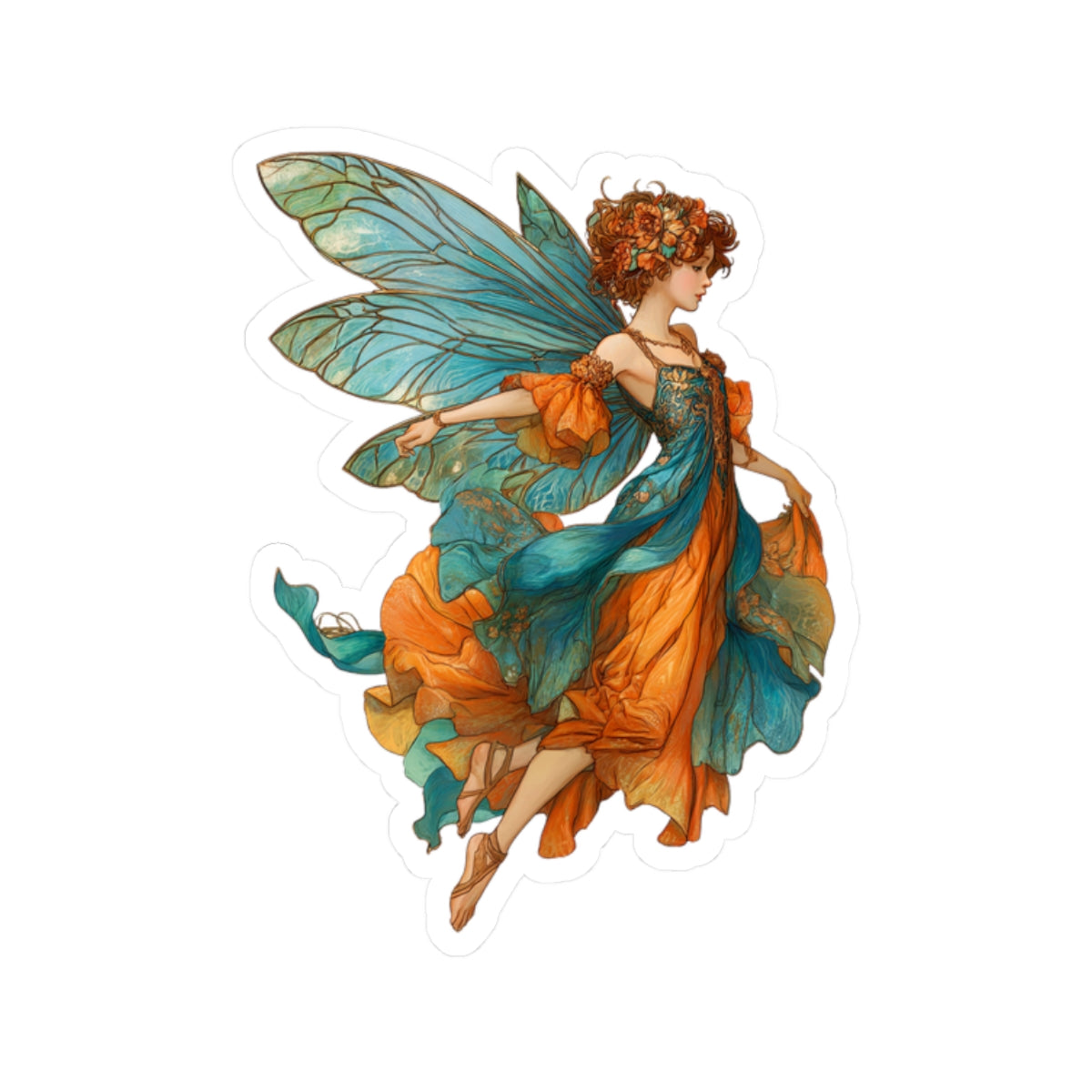 Orange and Blue Fairy Sticker