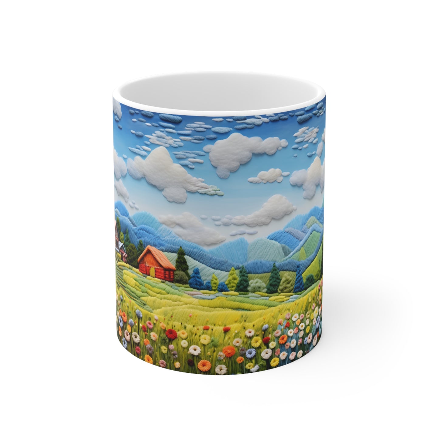 3D Felted Mountain Scene Mug