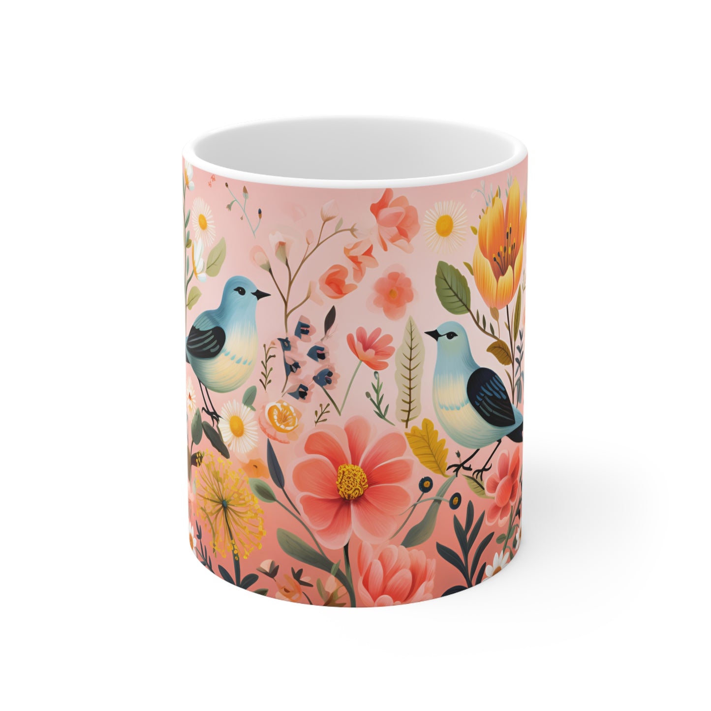 Folk-art Floral Bird Mug