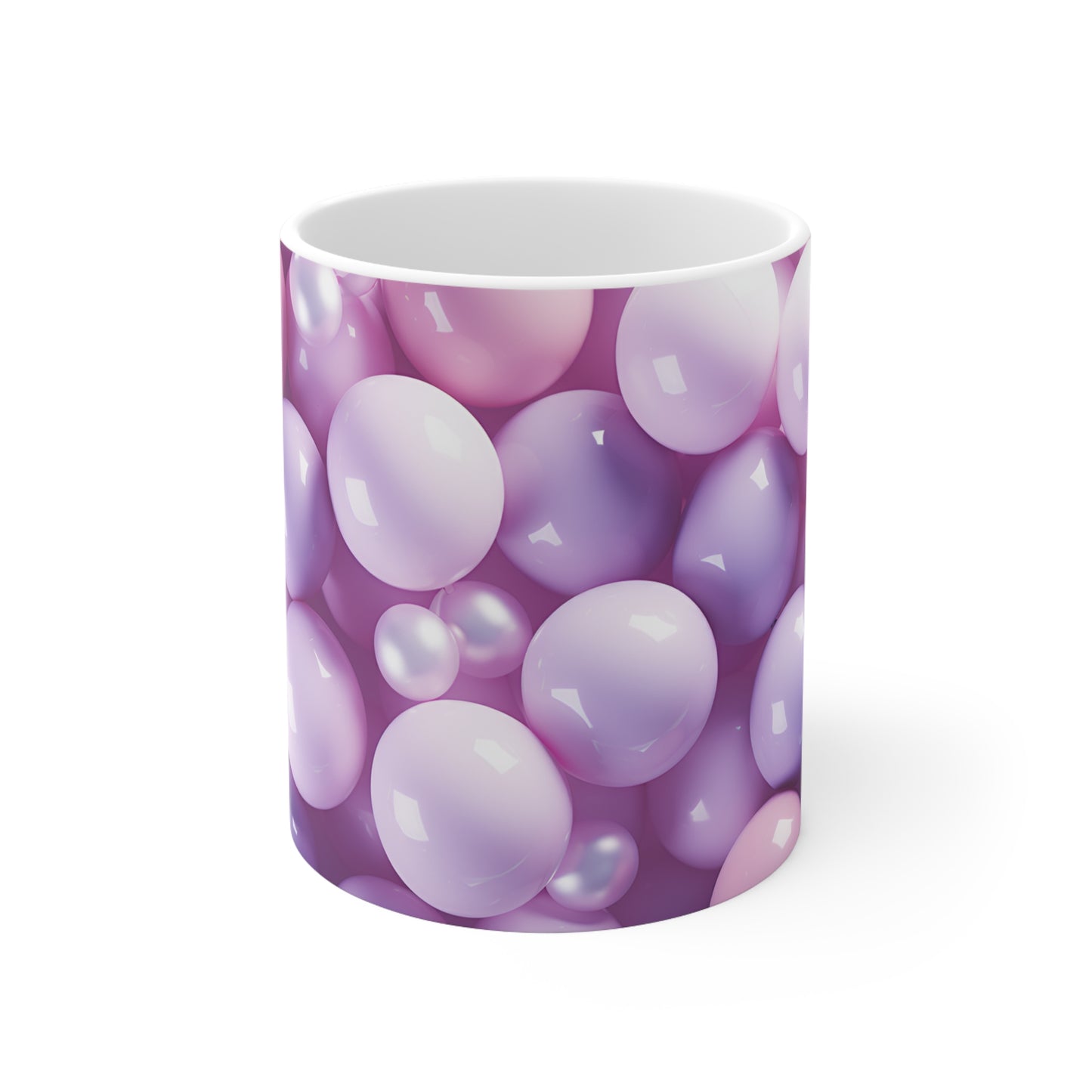 3D Pink and Purple Bubble Mug - 11 oz Ceramic Mug -