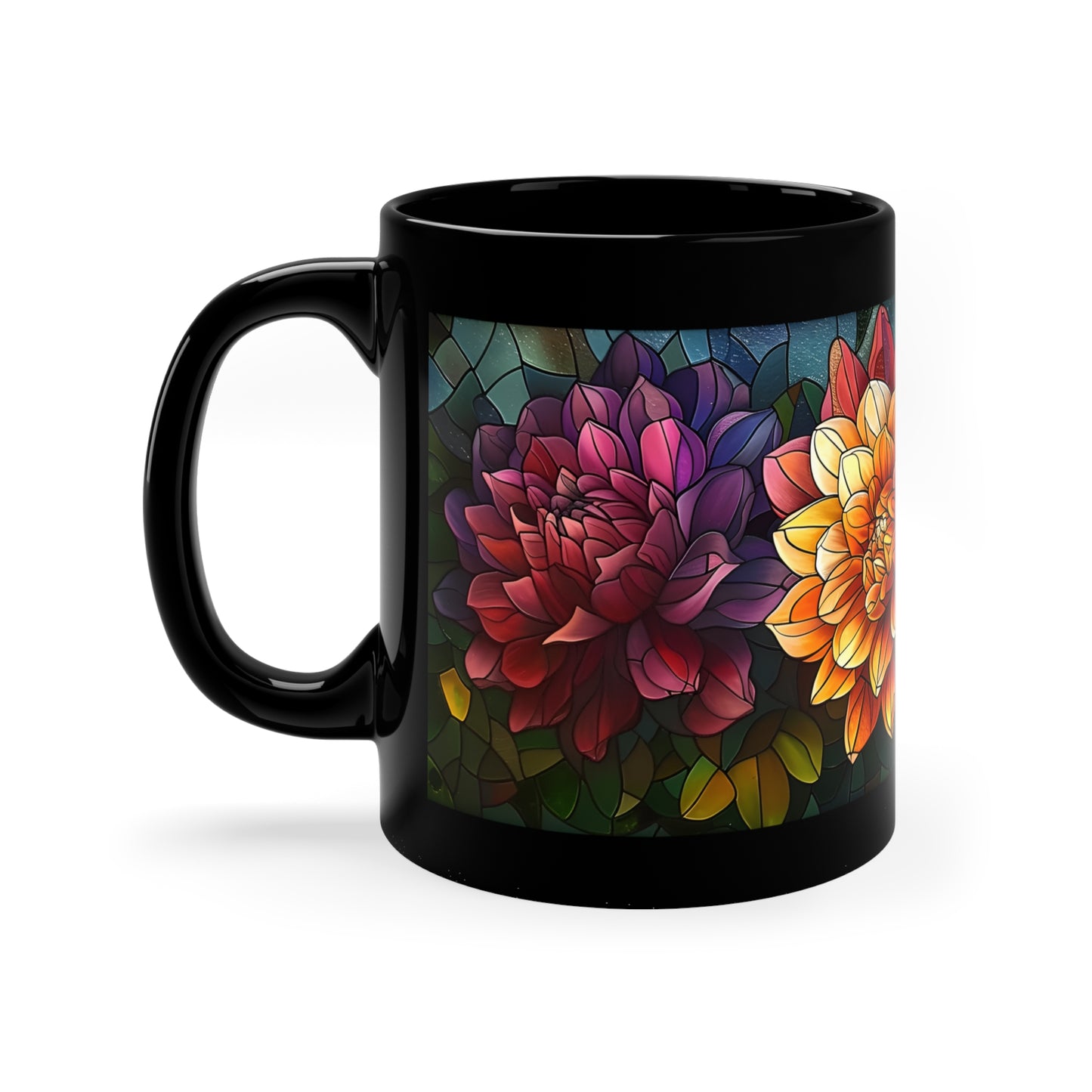 Stained Glass Dahlias Mug