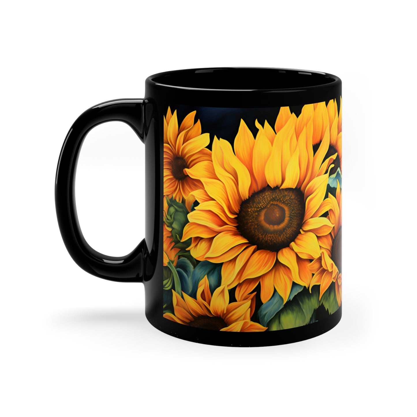 Sunflower Mug, 11oz Black Mug