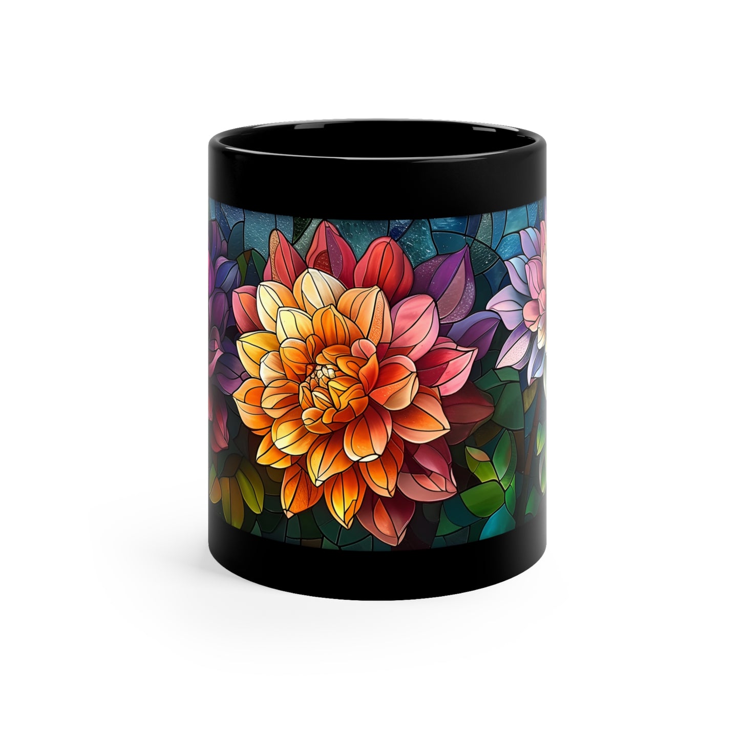 Stained Glass Dahlias Mug