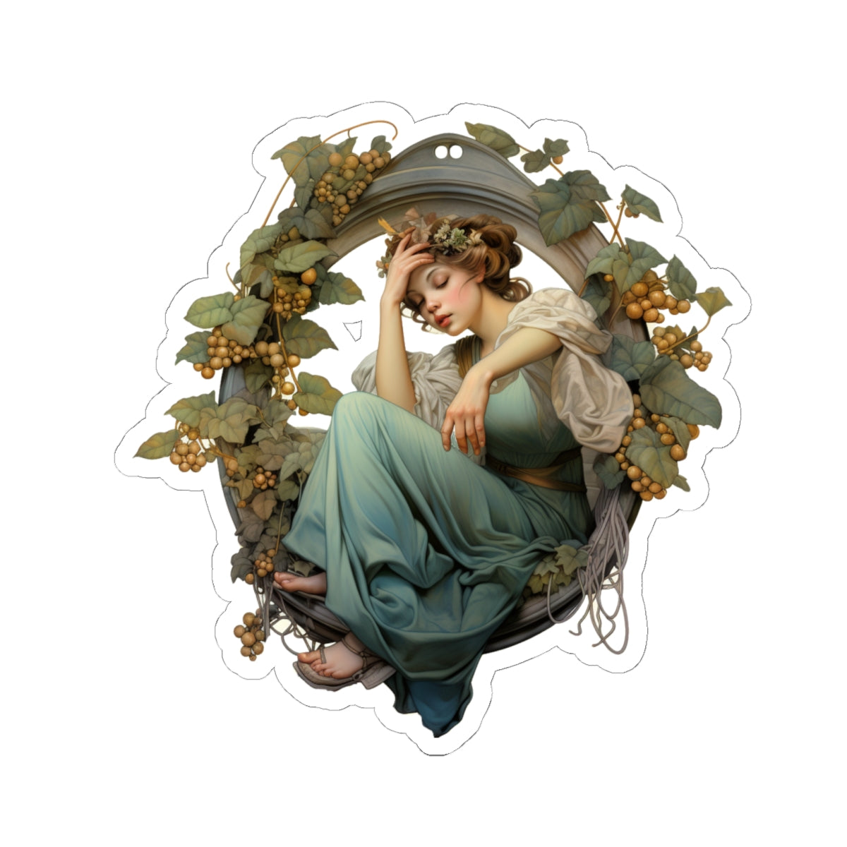 Beautiful Woman with Grapes Sticker