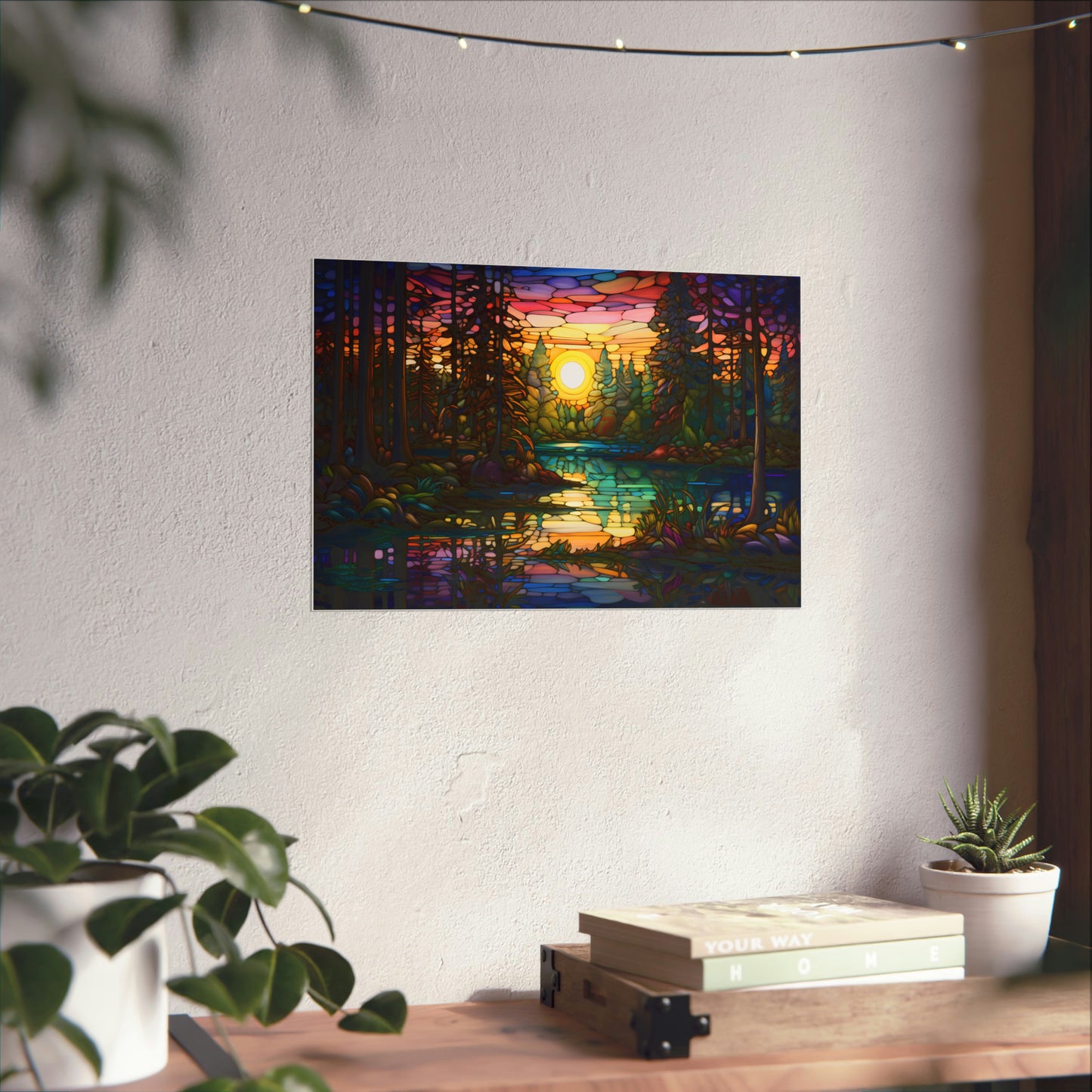 Stained Glass Enchanted Forest Poster