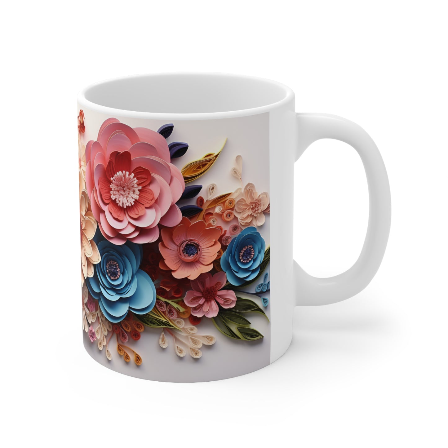 Paper Flower Bouquet Mug - 11pz Ceramic Mug