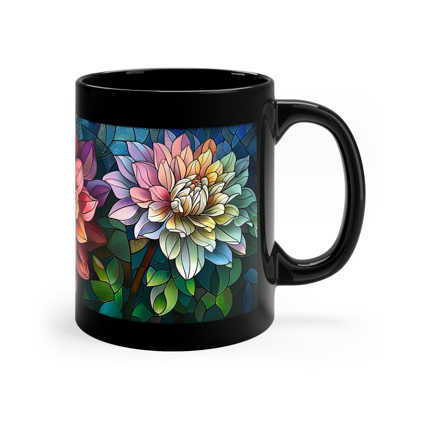 Stained Glass Dahlias Mug