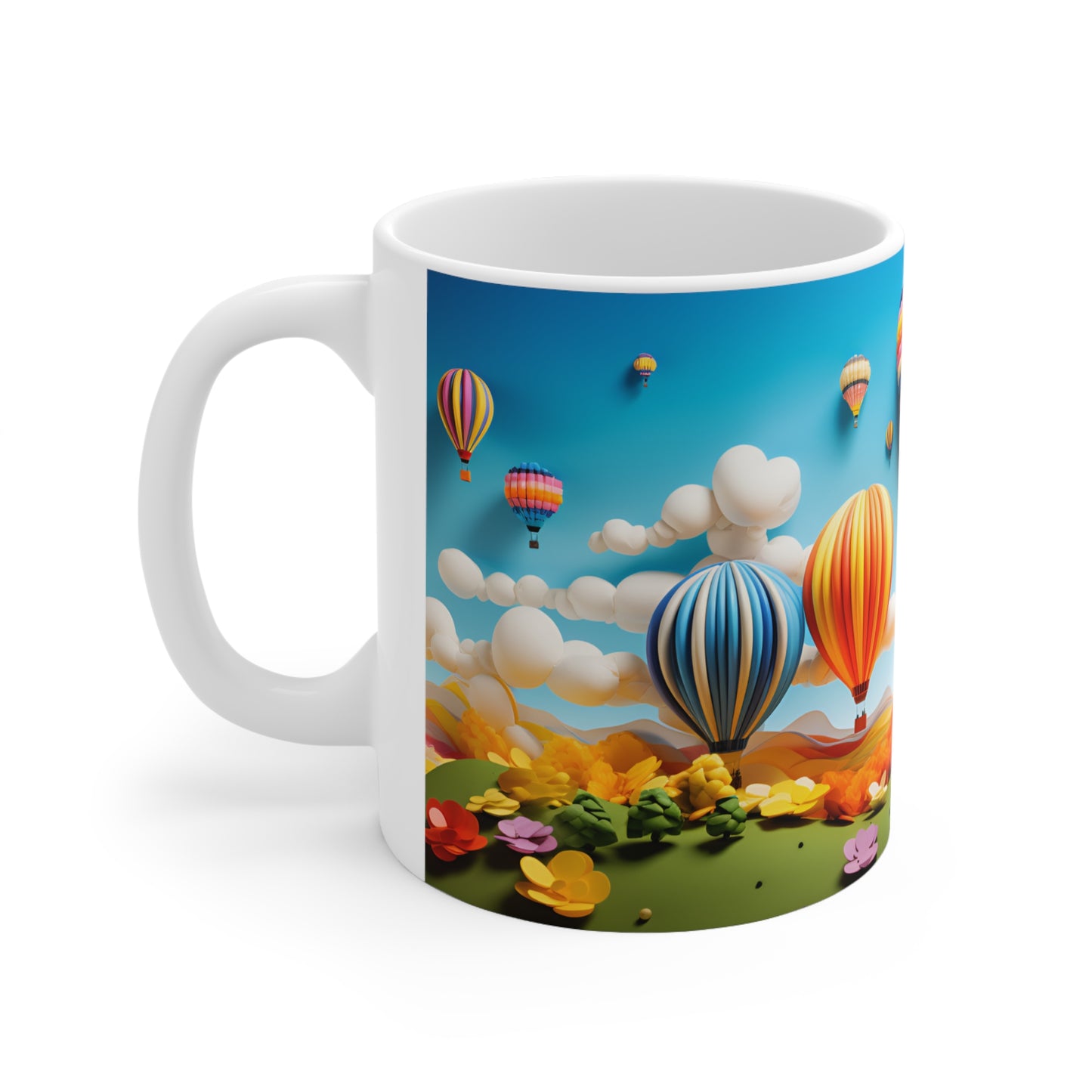 3D Paper Quilled Hot Air Balloon Mug  - 11 oz Ceramic Mug -