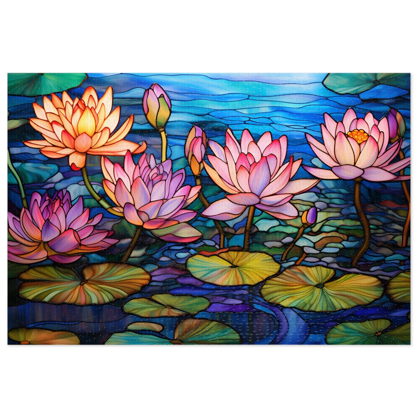 Stained Glass Water Lilies Jigsaw Puzzle ( 500,1000-Piece)