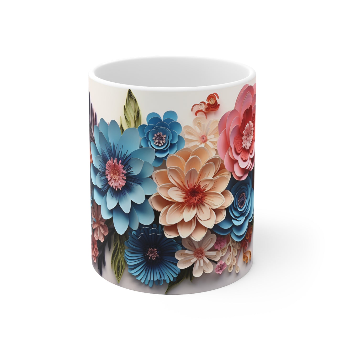 Paper Flower Bouquet Mug - 11pz Ceramic Mug