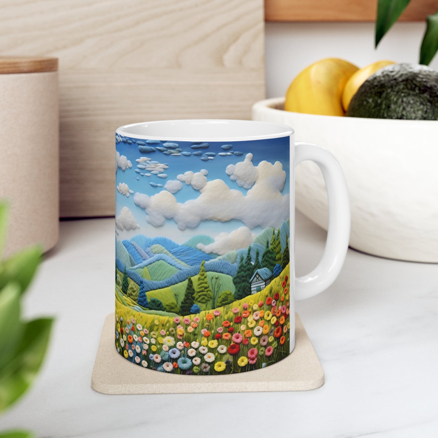 3D Felted Mountain Scene Mug