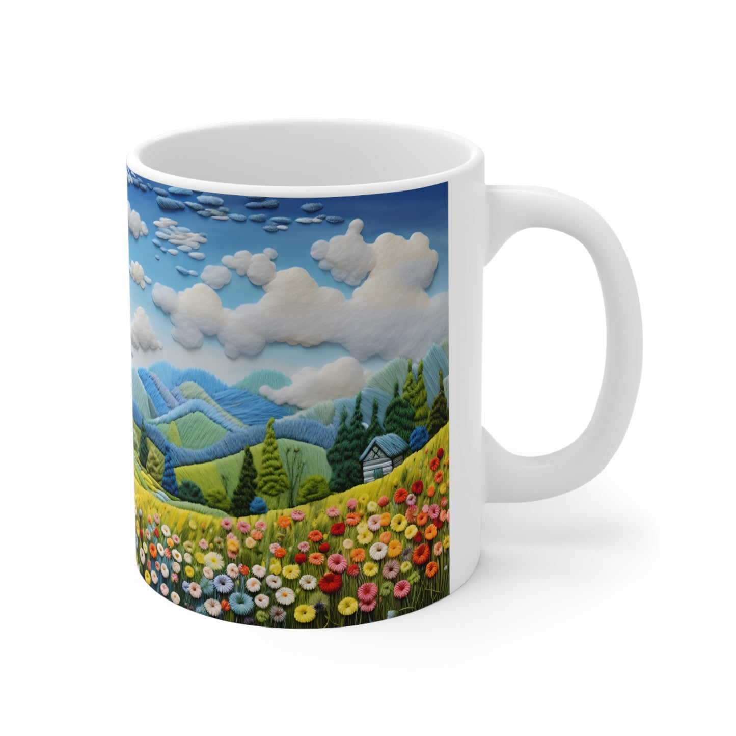 3D Felted Mountain Scene Mug