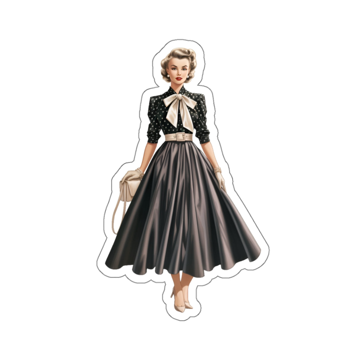 Vintage Dress Pattern Woman Sticker