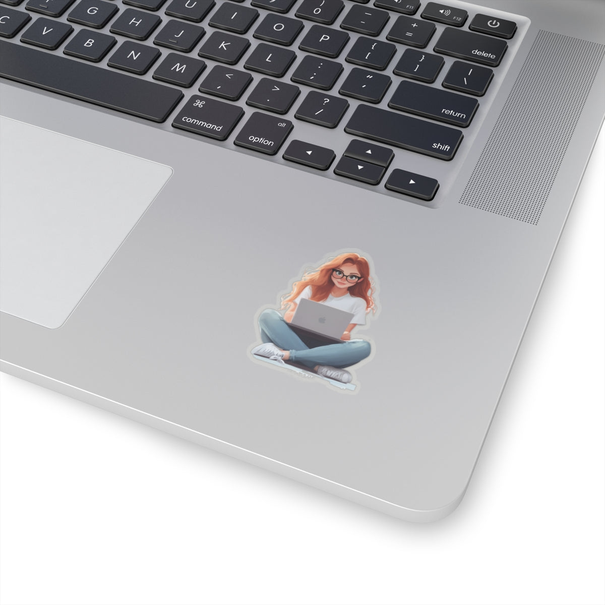 Red Haired Woman with Glasses Sticker