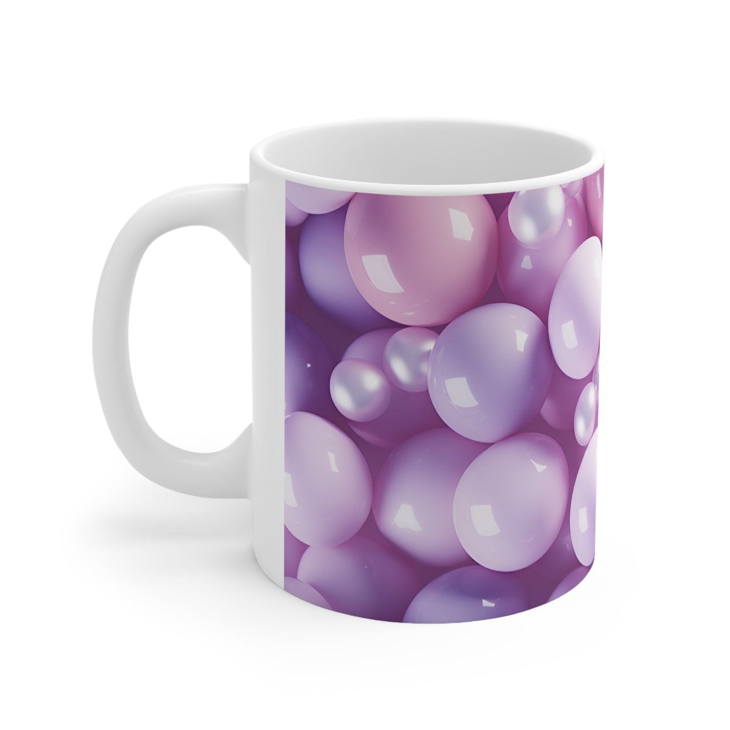 3D Pink and Purple Bubble Mug - 11 oz Ceramic Mug -