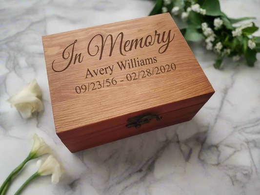Laser Etched In Memory Wooden Box