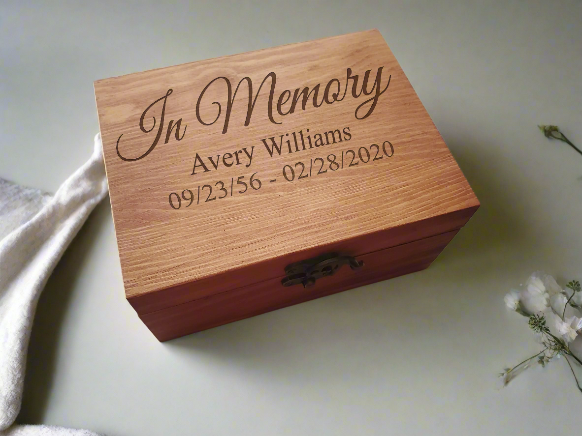 Laser Etched In Memory Wooden Box