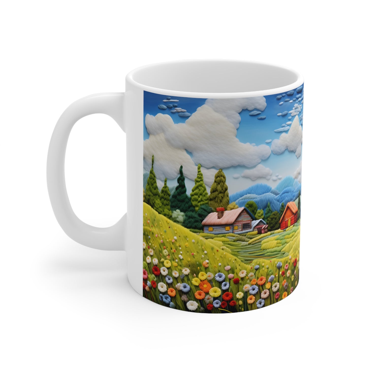 3D Felted Mountain Scene Mug