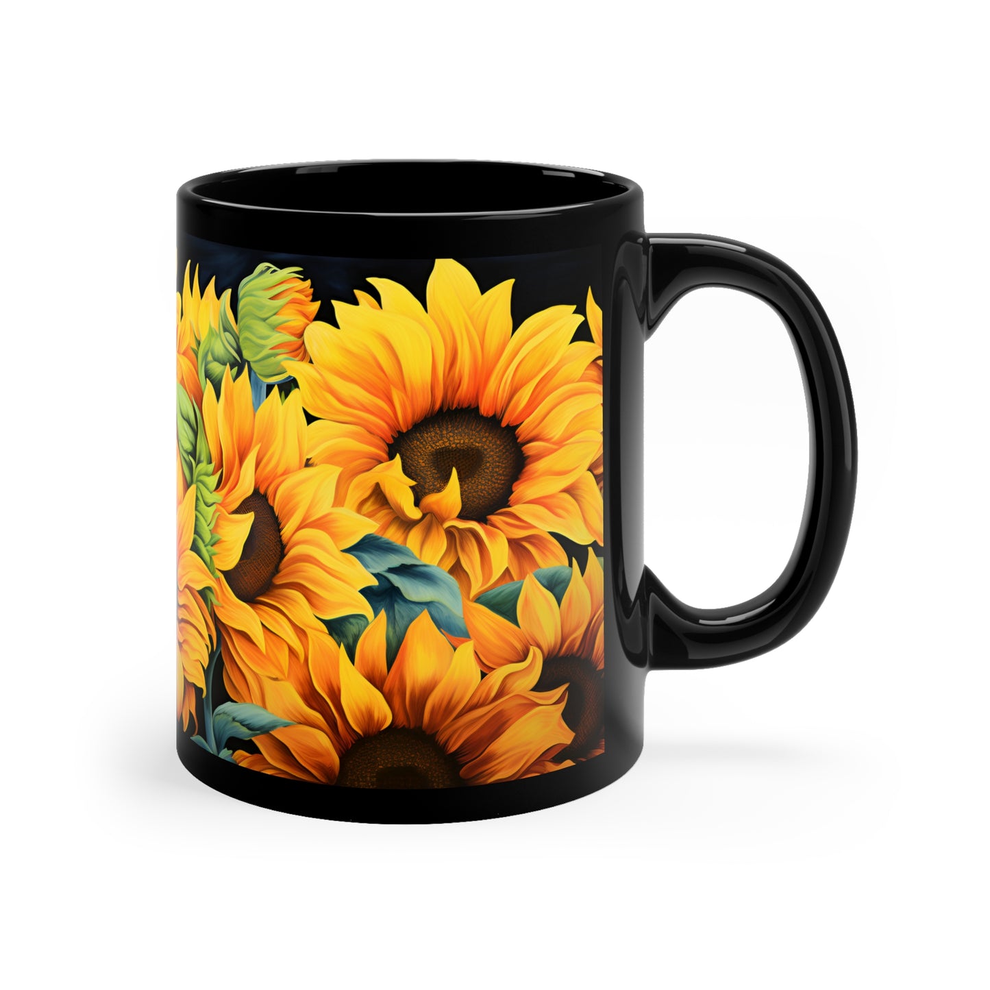 Sunflower Mug, 11oz Black Mug