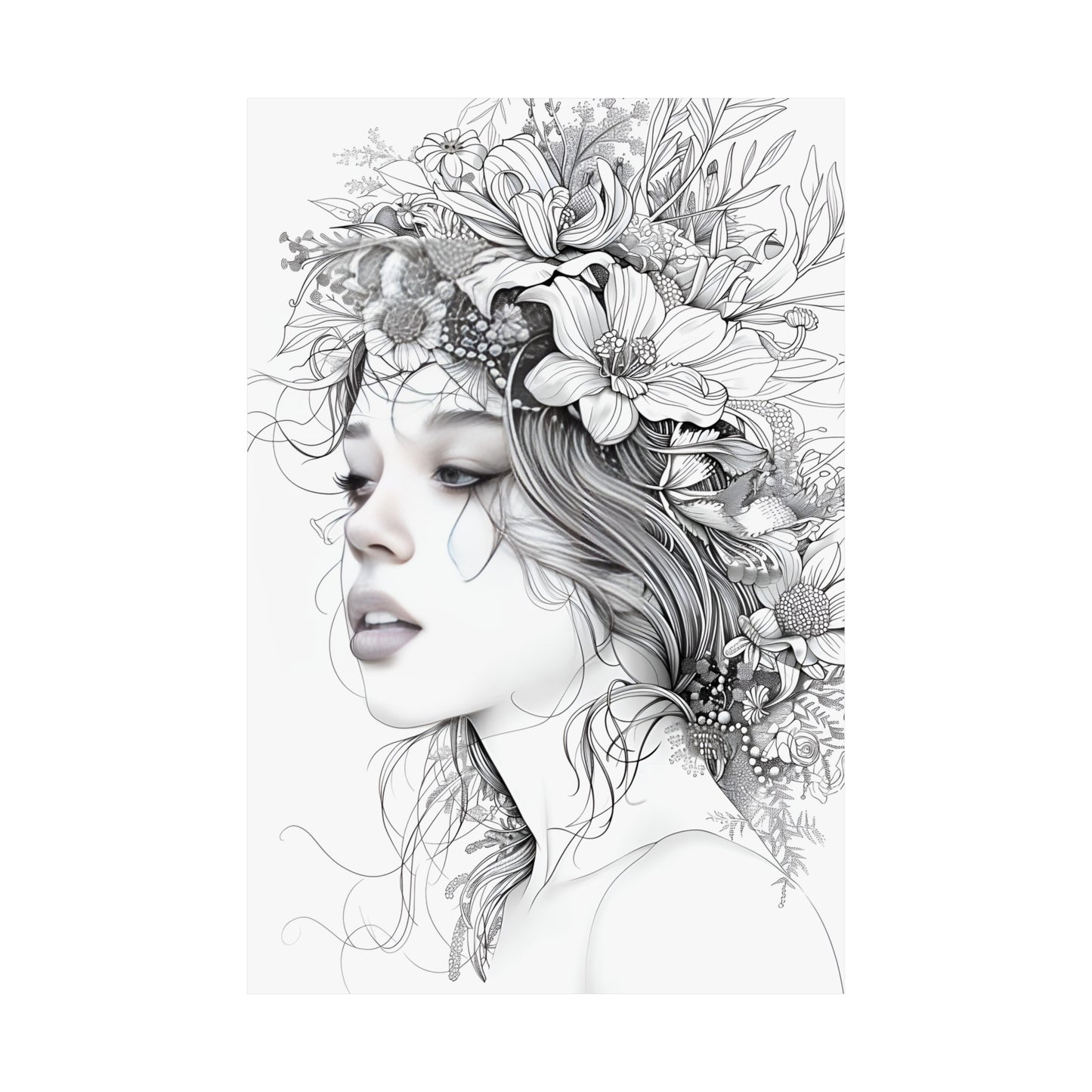 Floral Woman Sketch Poster