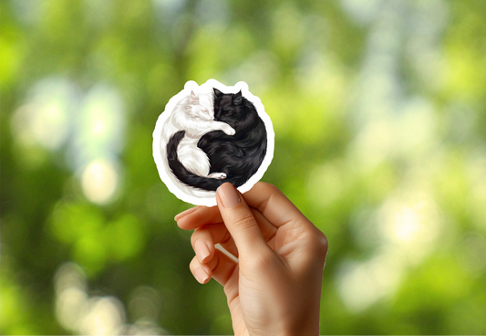 Black Cat and White Cat Sticker