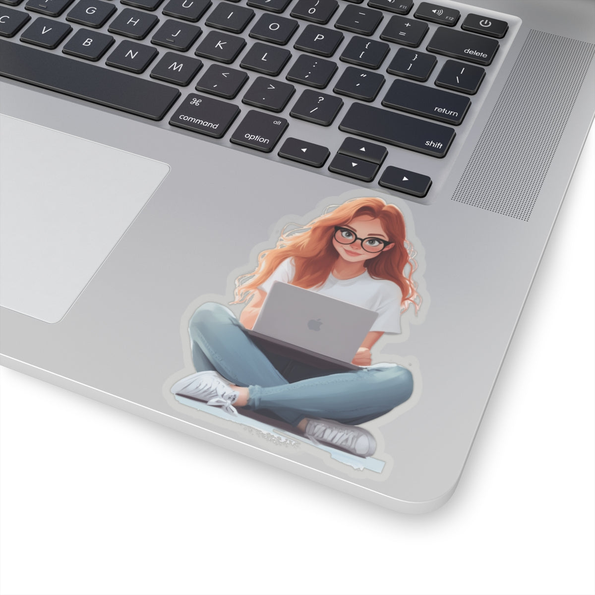 Red Haired Woman with Glasses Sticker