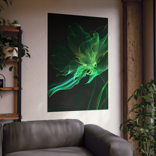 Green Abstract Flower Poster