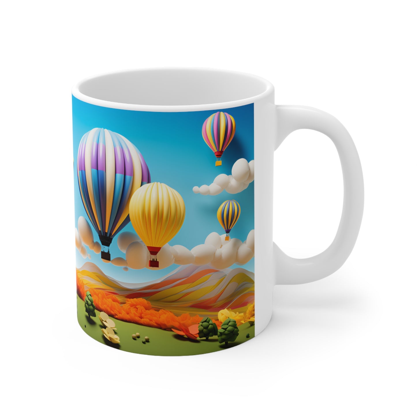 3D Paper Quilled Hot Air Balloon Mug  - 11 oz Ceramic Mug -