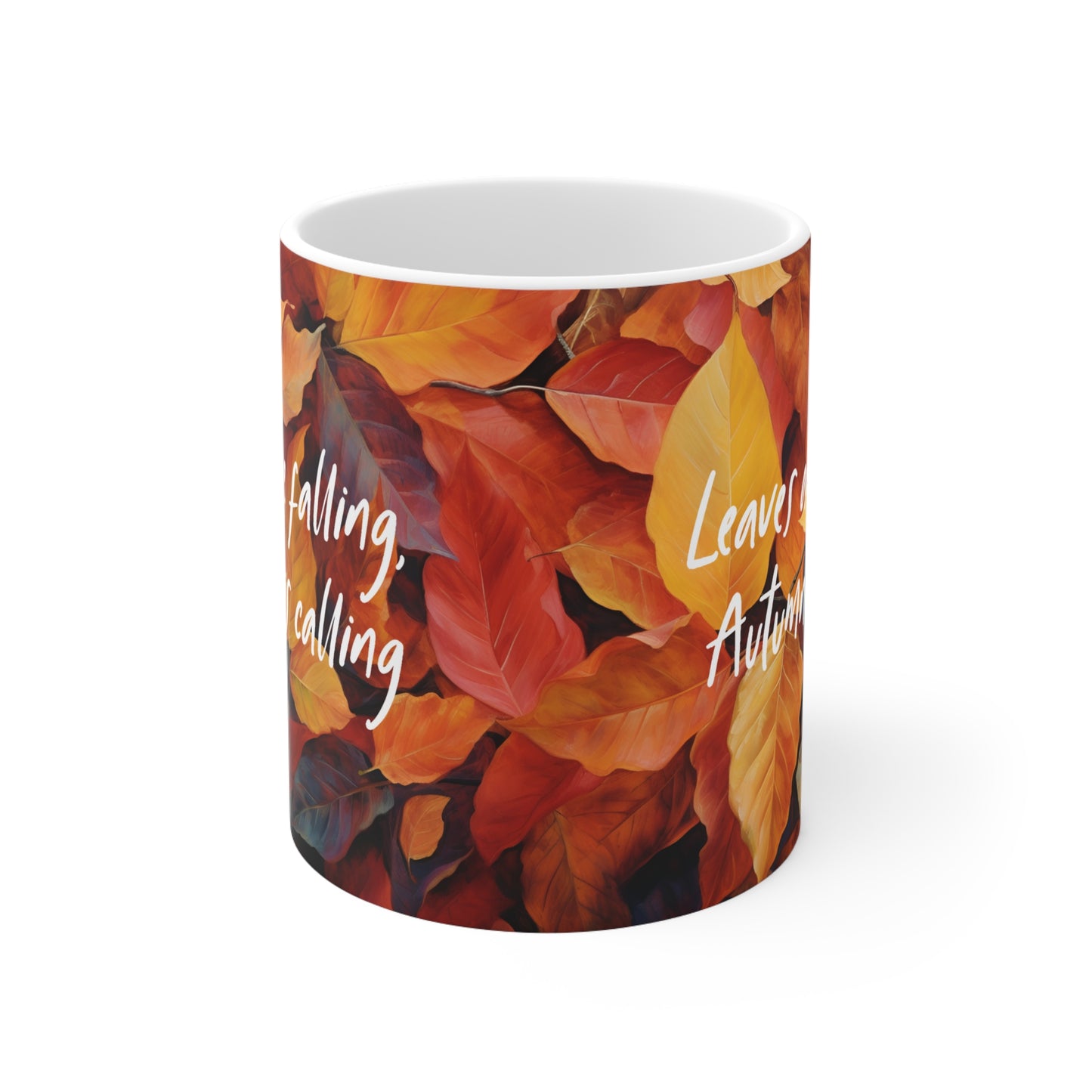 Autumn Leaves Quote Ceramic Mug 11oz