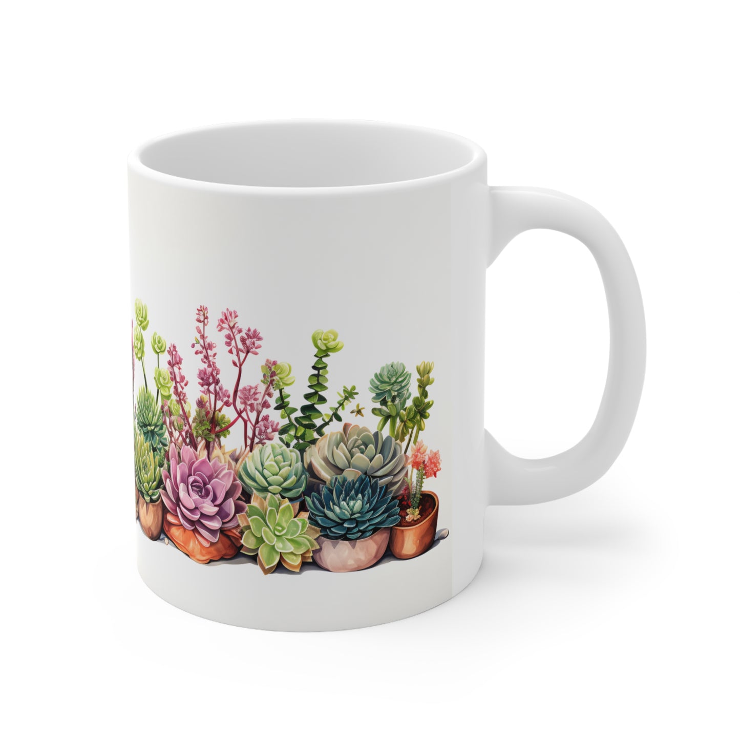 Potted Succulent Plants Mug  - 11 oz Ceramic Coffee Mug