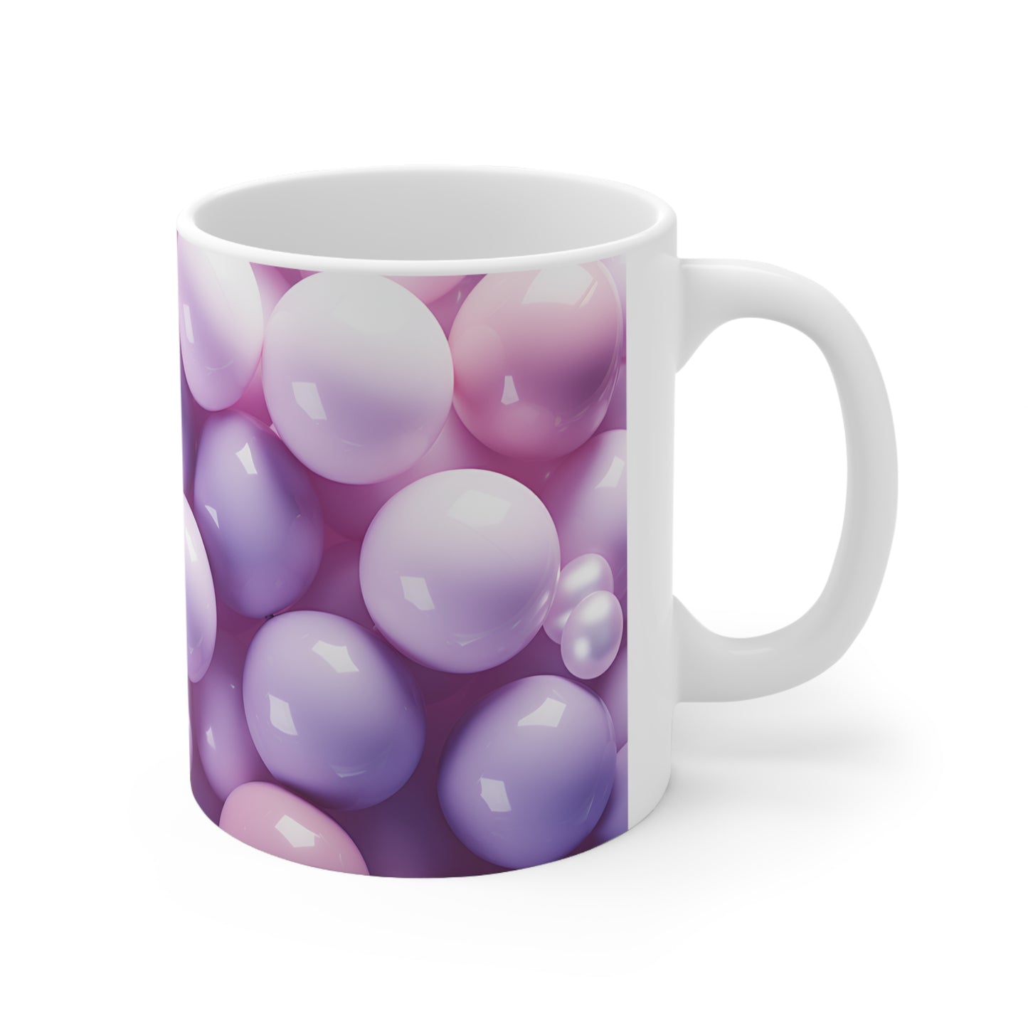 3D Pink and Purple Bubble Mug - 11 oz Ceramic Mug -