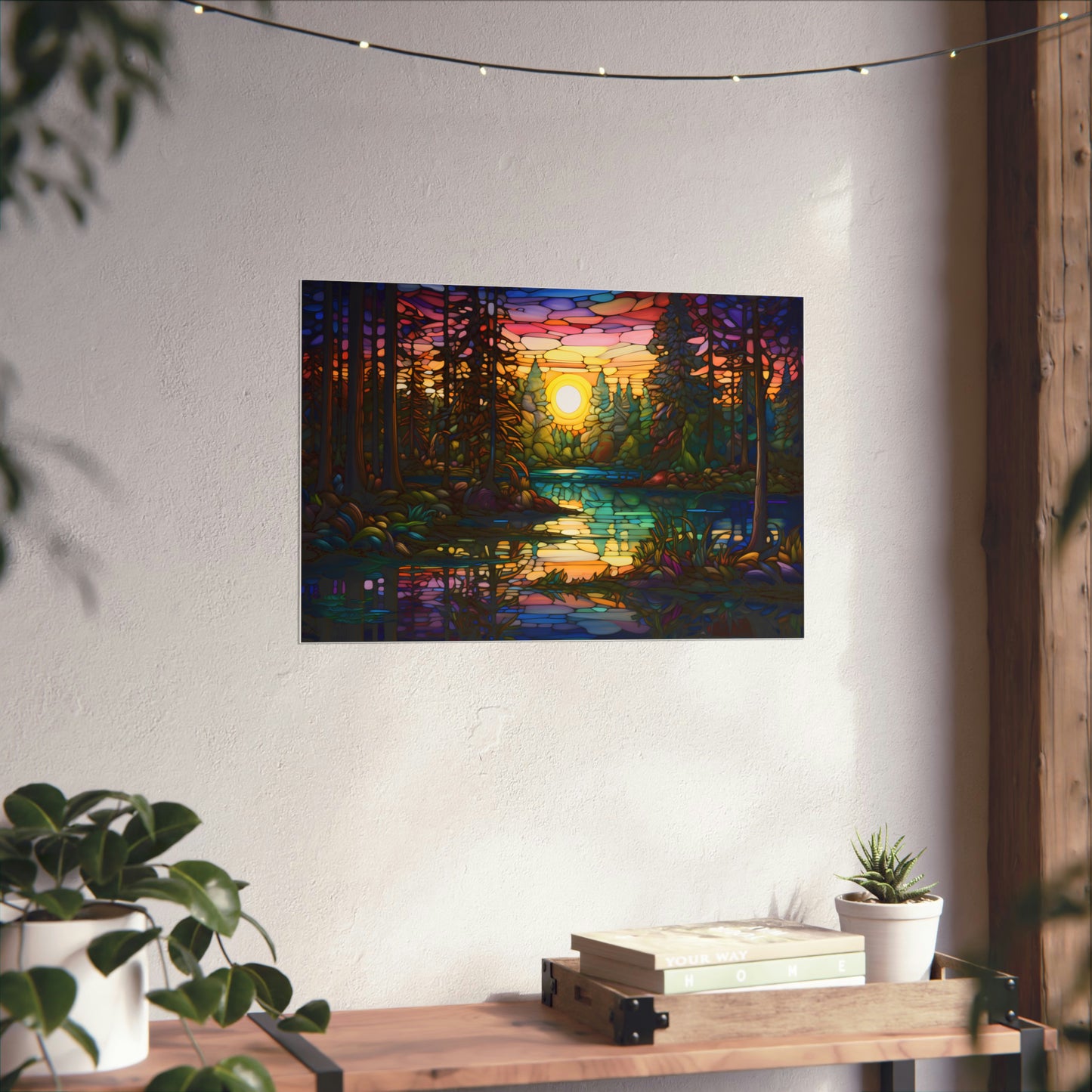 Stained Glass Enchanted Forest Poster