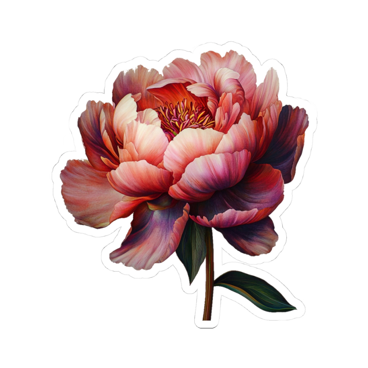 Peach Peony Sticker