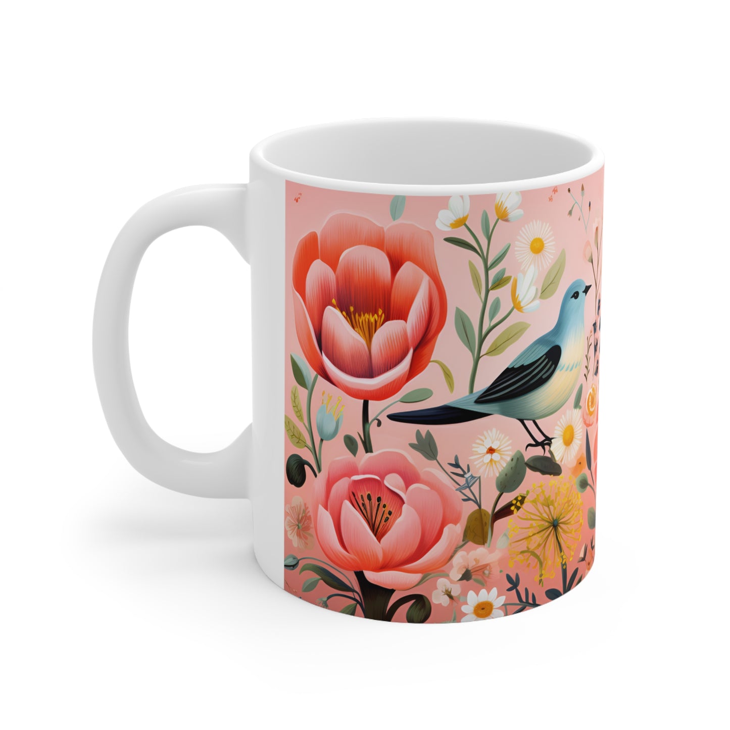 Folk-art Floral Bird Mug