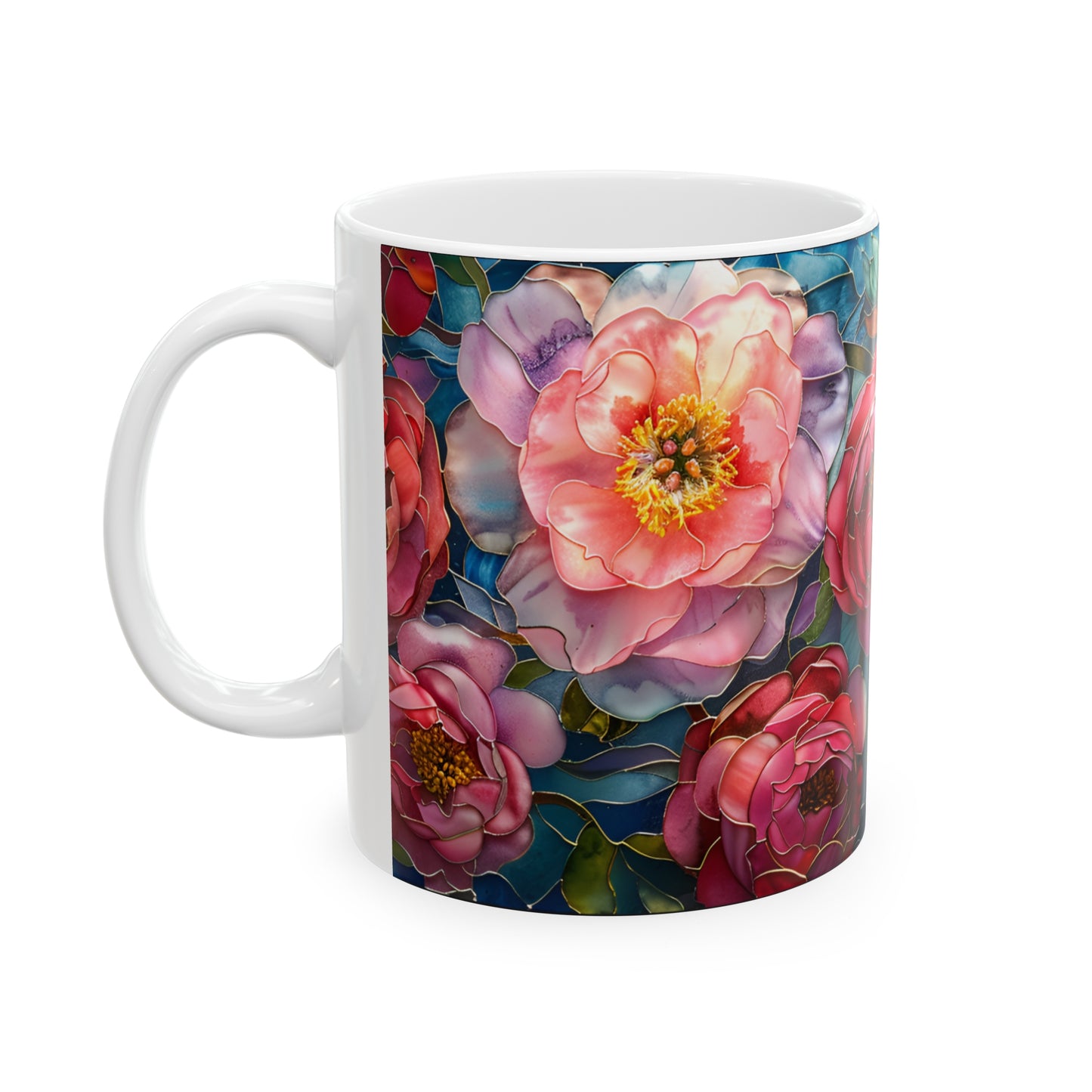 Stained Glass Peony Mug