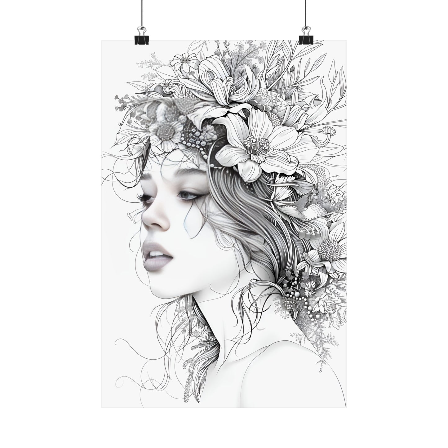 Floral Woman Sketch Poster