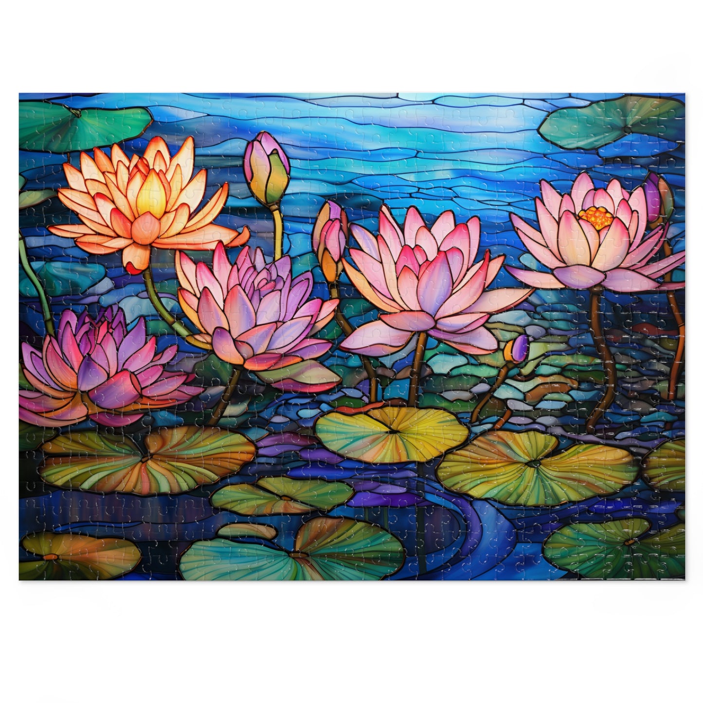Stained Glass Water Lilies Jigsaw Puzzle ( 500,1000-Piece)