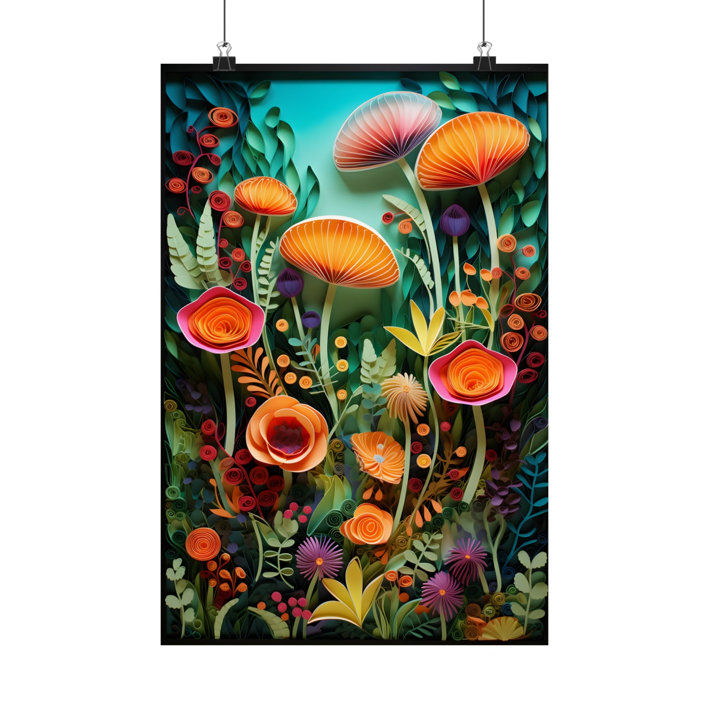 3D Paper Quill Floral Poster