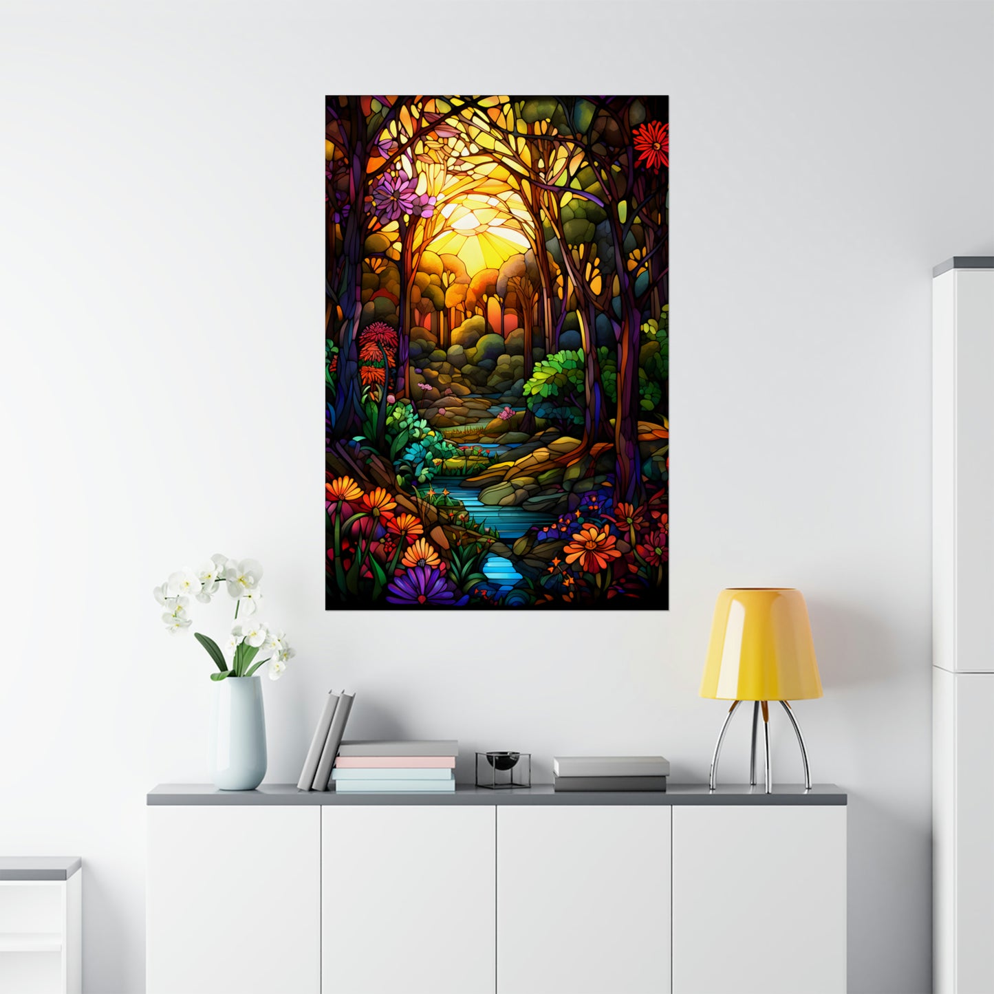 Stained Glass Enchanted Forest Poster