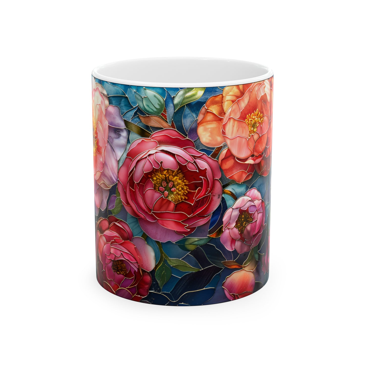 Stained Glass Peony Mug