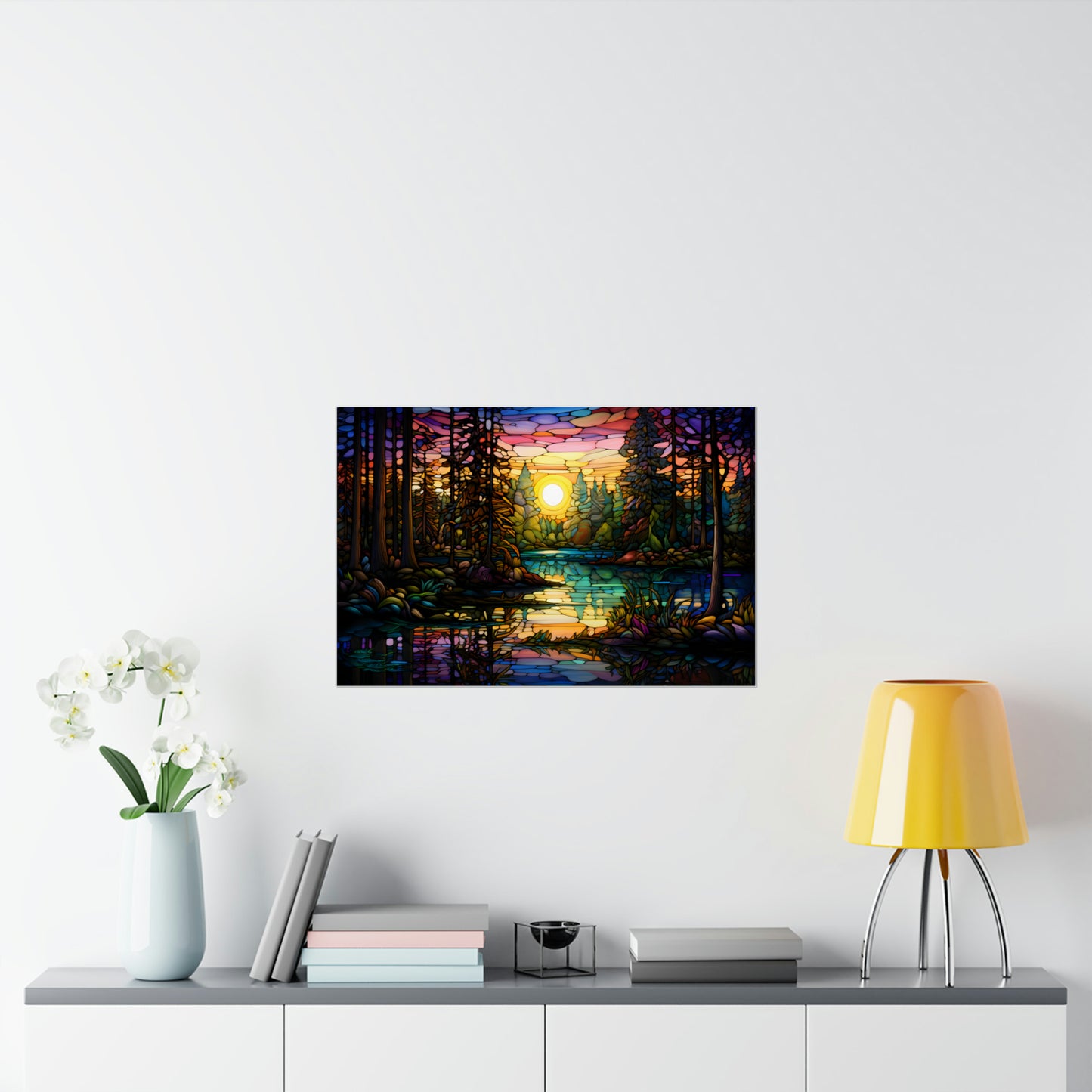 Stained Glass Enchanted Forest Poster