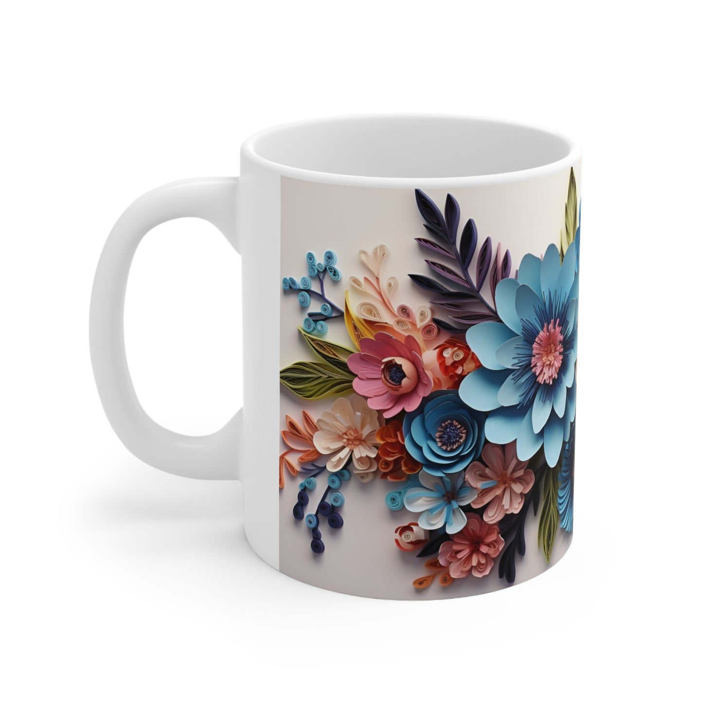 Paper Flower Bouquet Mug - 11pz Ceramic Mug