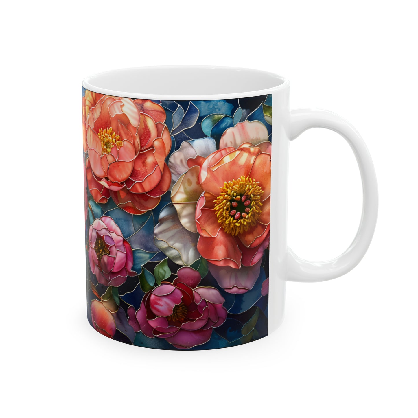 Stained Glass Peony Mug